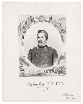 (ABRAHAM LINCOLN.) Pair of original drawings of Lincoln and McClellan.